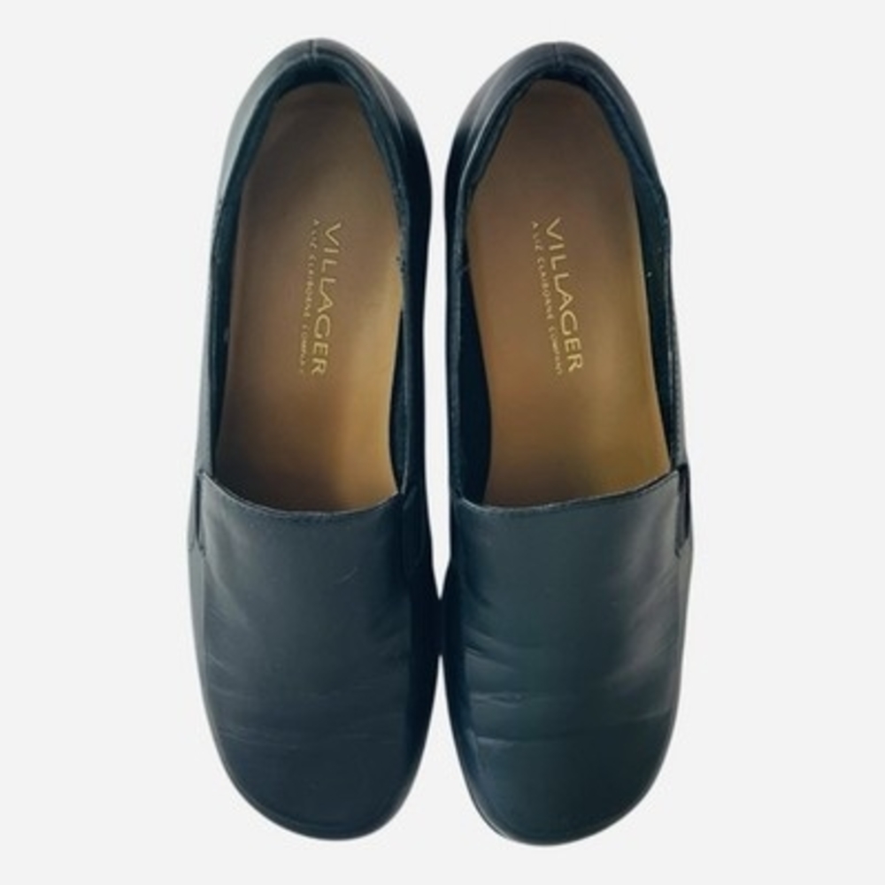 Liz Claiborne Villager Hilda Black Leather Slip-On Loafers Womens 6.5 Flats - Picture 6 of 10
